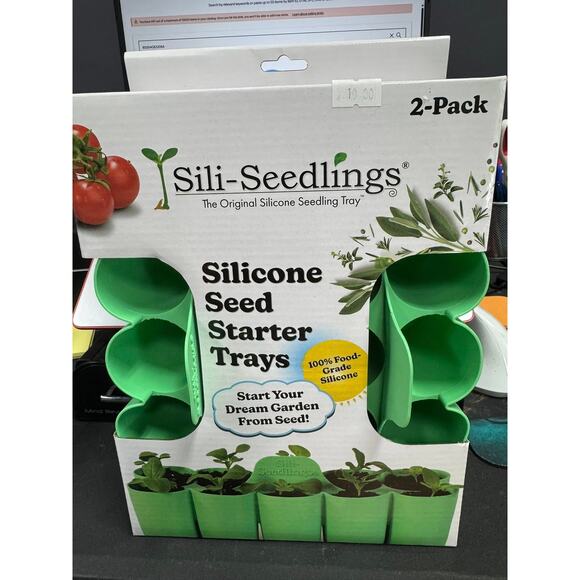 New Sili Seedlings 2Pc 10 Cell Seed Starter Silicone Outdoor Planter Jade Green - Picture 1 of 2